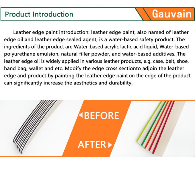 Revestimiento de resina acrílica a base de agua de los fabricantes para pintura de borde de cuero cortado Polyurethane Liquid Leather Edge Covering & Paint 0