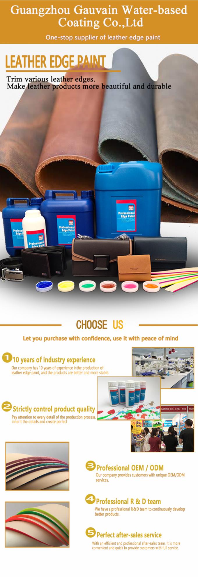Venta al por mayor de pintura profesional a base de agua para todo tipo de condiciones clim&aacute;ticas de cuero de borde de color para bolsas cinturones zapatos 0