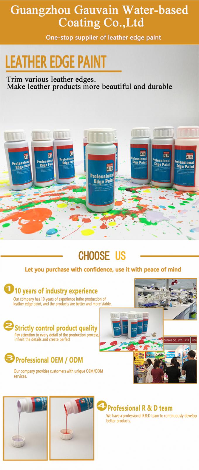 Polyurethane a base de agua Glitter Leather Edge Paint Revestimiento líquido para muebles Cinturones de cuero Bolsas Correa de calzado 0