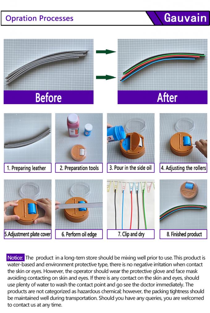 Pintura de borde de cuero a base de agua de alto brillo Pigmento de recubrimiento contra grietas para bolsos y zapatos Pintura de banda de borde de color 14